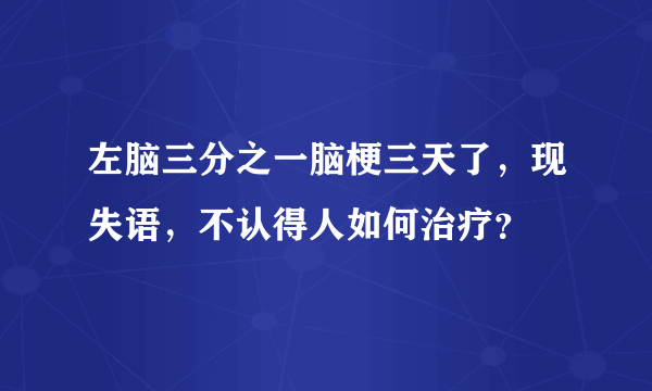 左脑三分之一脑梗三天了，现失语，不认得人如何治疗？