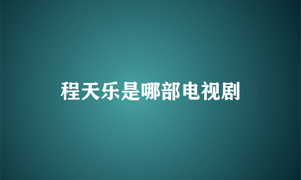 程天乐是哪部电视剧