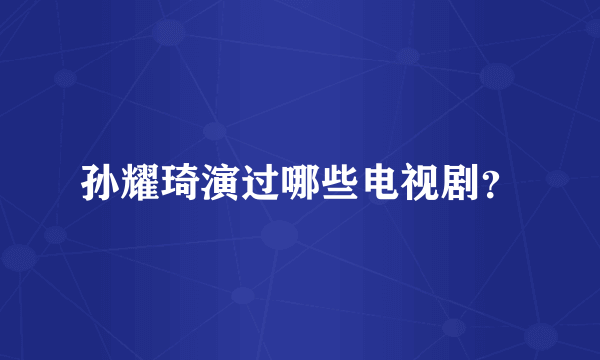 孙耀琦演过哪些电视剧？