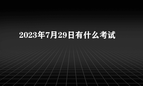 2023年7月29日有什么考试