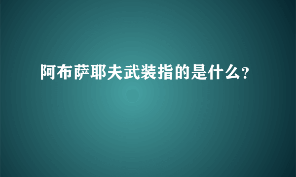 阿布萨耶夫武装指的是什么？