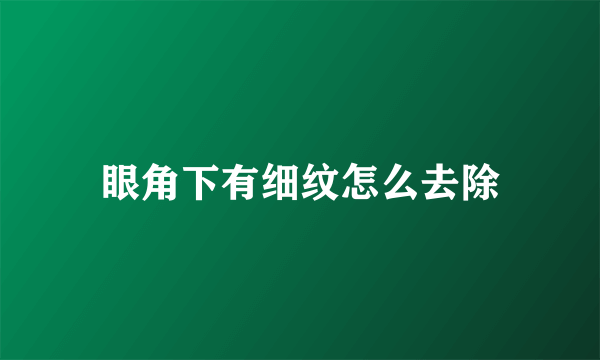 眼角下有细纹怎么去除