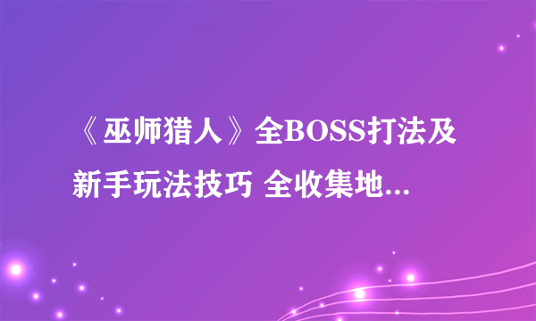 《巫师猎人》全BOSS打法及新手玩法技巧 全收集地点地图分享