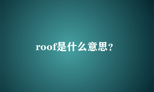 roof是什么意思？