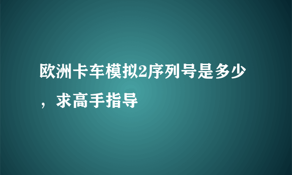 欧洲卡车模拟2序列号是多少，求高手指导