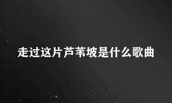 走过这片芦苇坡是什么歌曲