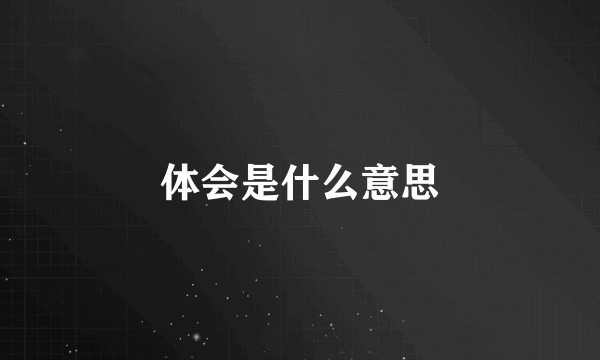 体会是什么意思