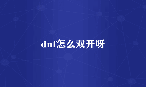 dnf怎么双开呀