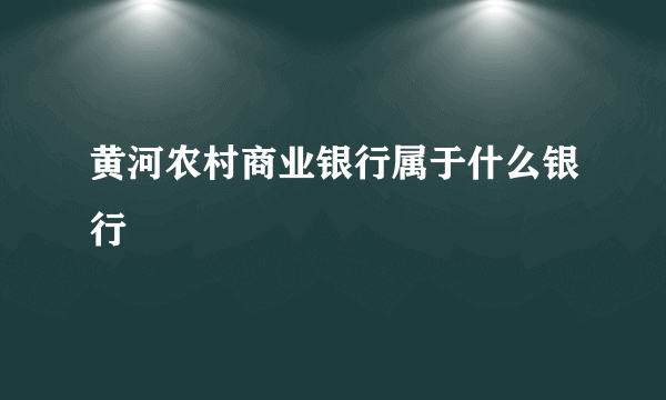 黄河农村商业银行属于什么银行