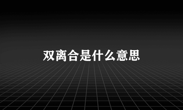 双离合是什么意思