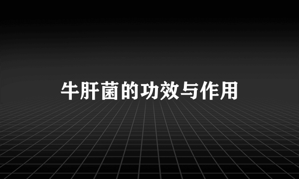 牛肝菌的功效与作用