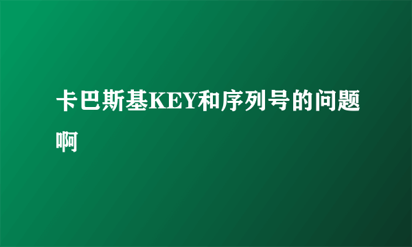 卡巴斯基KEY和序列号的问题啊