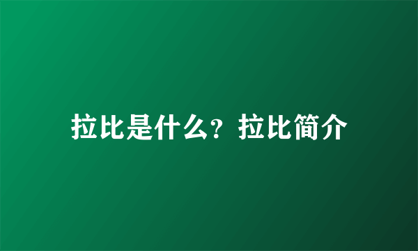 拉比是什么？拉比简介
