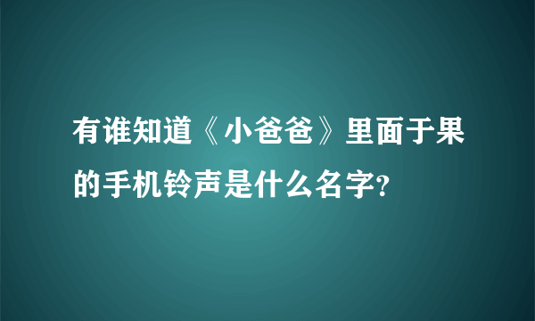 有谁知道《小爸爸》里面于果的手机铃声是什么名字？