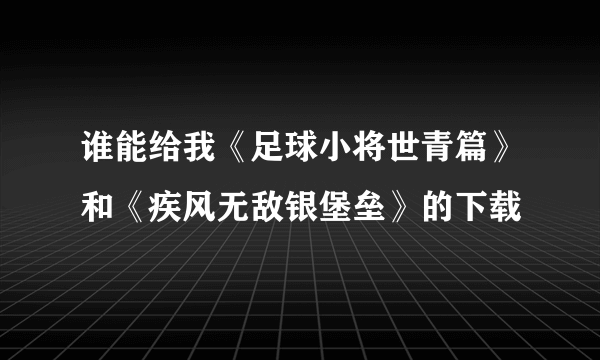 谁能给我《足球小将世青篇》和《疾风无敌银堡垒》的下载
