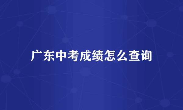 广东中考成绩怎么查询