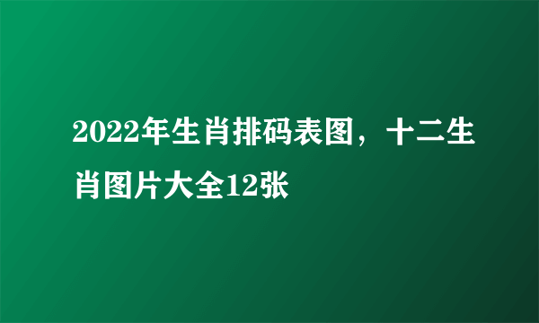 2022年生肖排码表图，十二生肖图片大全12张