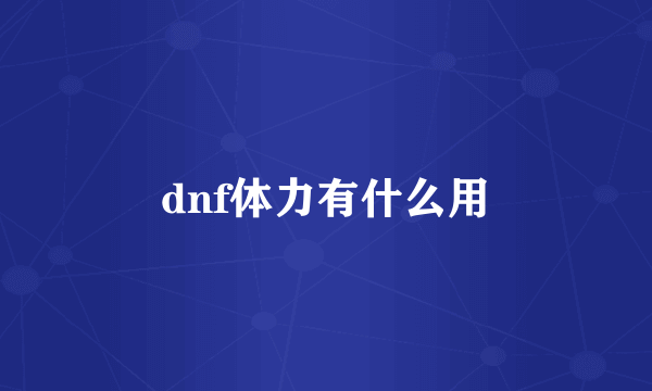 dnf体力有什么用
