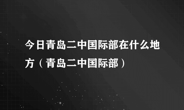 今日青岛二中国际部在什么地方（青岛二中国际部）
