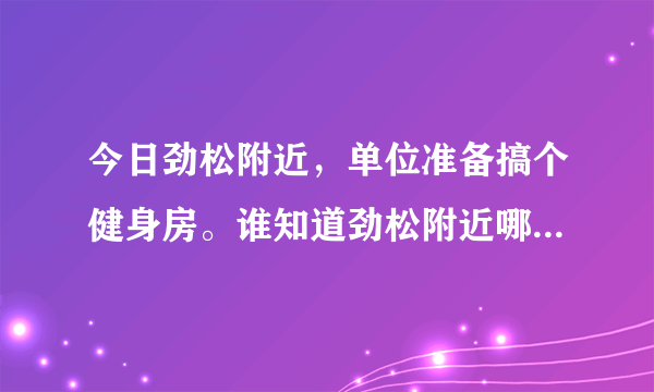 今日劲松附近，单位准备搞个健身房。谁知道劲松附近哪里有卖健身器材的店？