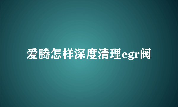 爱腾怎样深度清理egr阀