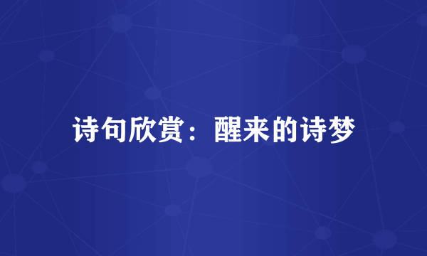 诗句欣赏：醒来的诗梦