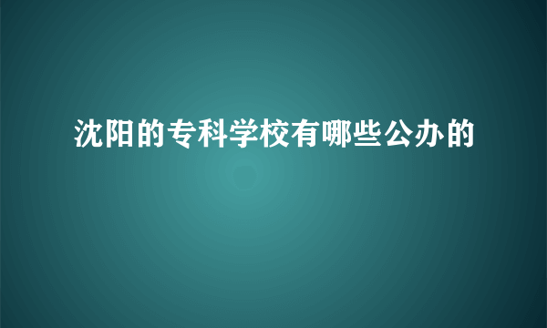 沈阳的专科学校有哪些公办的