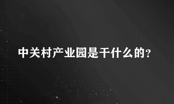 中关村产业园是干什么的？