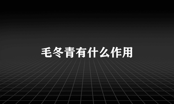 毛冬青有什么作用