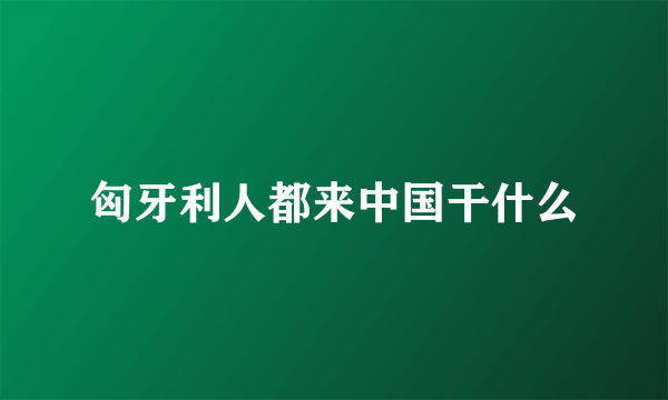 匈牙利人都来中国干什么