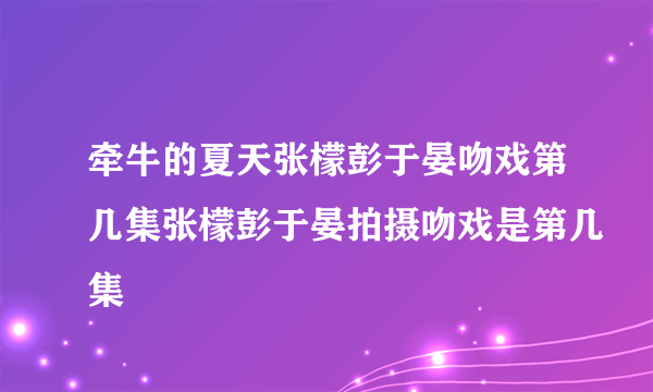 牵牛的夏天张檬彭于晏吻戏第几集张檬彭于晏拍摄吻戏是第几集