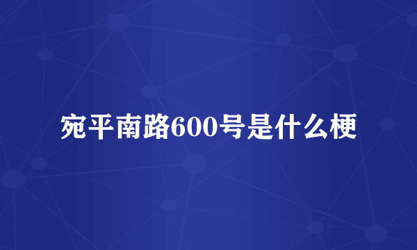 宛平南路600号是什么梗
