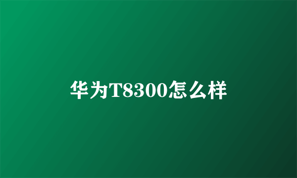 华为T8300怎么样
