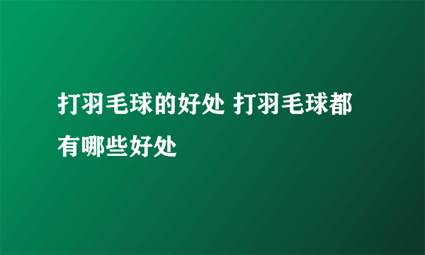 打羽毛球的好处 打羽毛球都有哪些好处