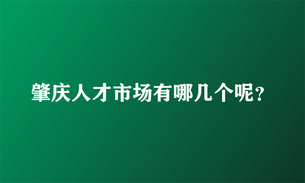 肇庆人才市场有哪几个呢？
