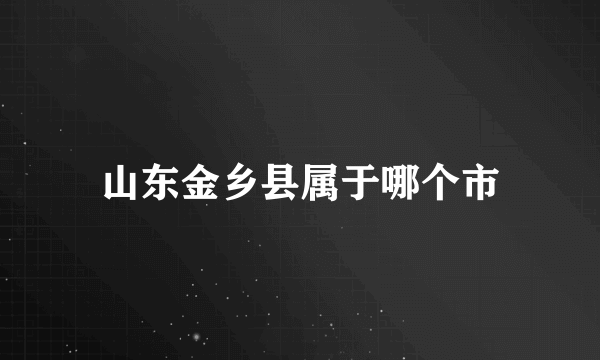 山东金乡县属于哪个市