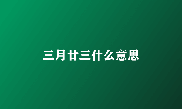 三月廿三什么意思