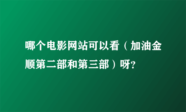 哪个电影网站可以看（加油金顺第二部和第三部）呀？