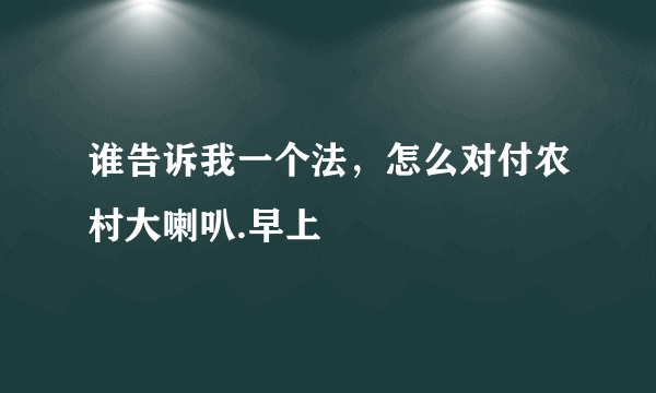 谁告诉我一个法，怎么对付农村大喇叭.早上