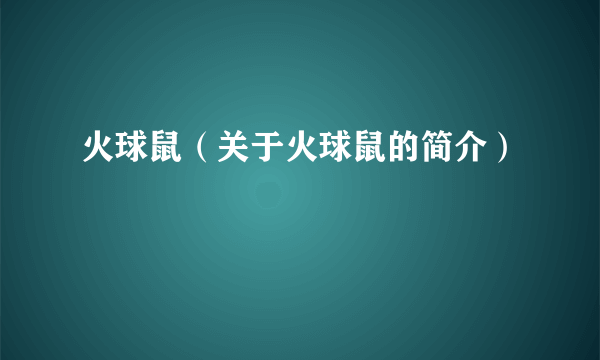 火球鼠（关于火球鼠的简介）