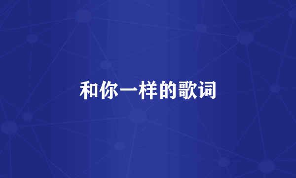 和你一样的歌词