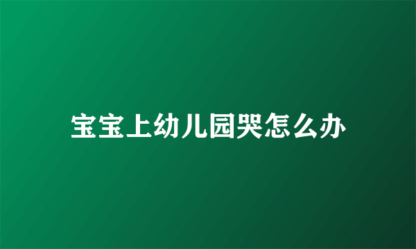 宝宝上幼儿园哭怎么办
