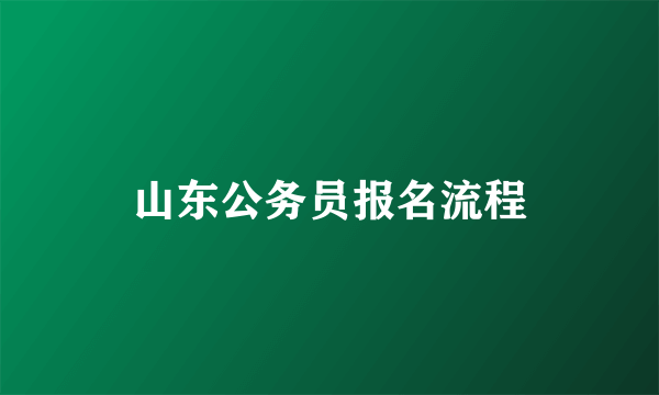 山东公务员报名流程