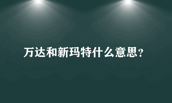 万达和新玛特什么意思？