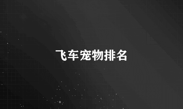 飞车宠物排名