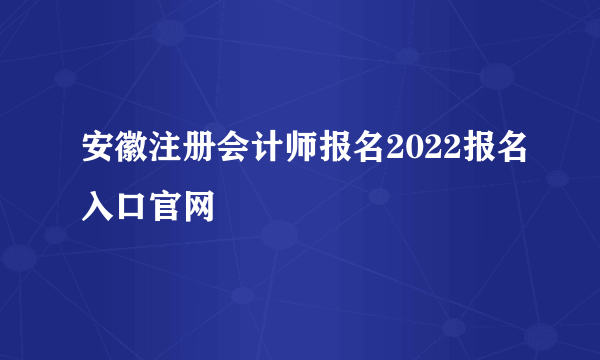 安徽注册会计师报名2022报名入口官网