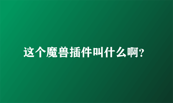 这个魔兽插件叫什么啊？