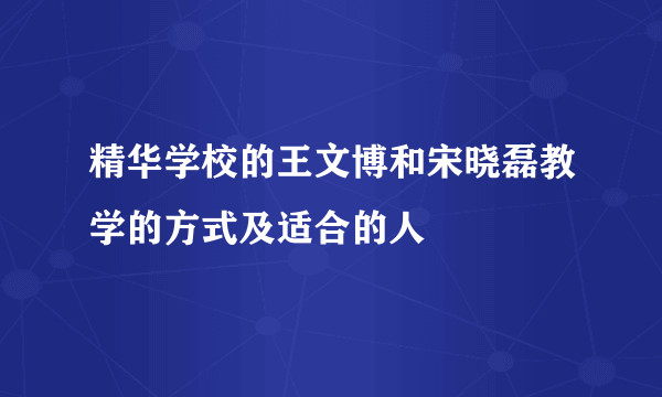 精华学校的王文博和宋晓磊教学的方式及适合的人