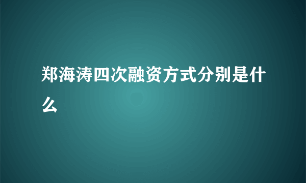 郑海涛四次融资方式分别是什么