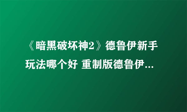 《暗黑破坏神2》德鲁伊新手玩法哪个好 重制版德鲁伊攻略大全